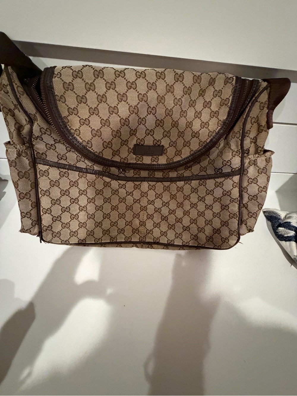 Gucci Beige & Brown GG Supreme Messenger Bag